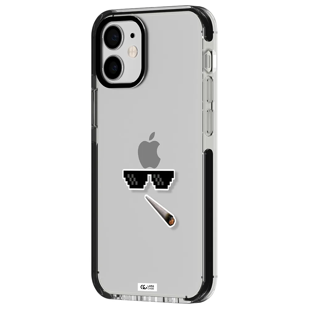 a cigarette and sunglasses Apple iPhone 12 mini impact black border Case