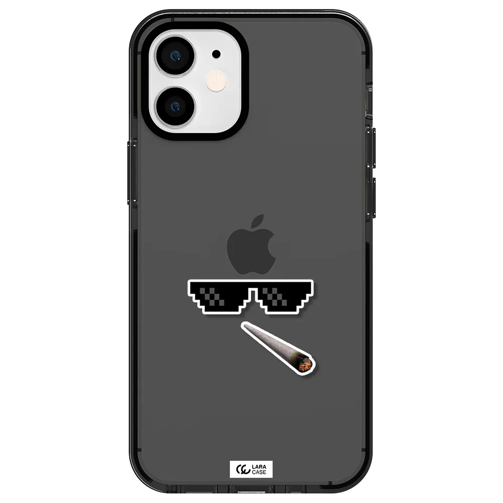 a cigarette and sunglasses Apple iPhone 12 mini impact Smoke Black Case