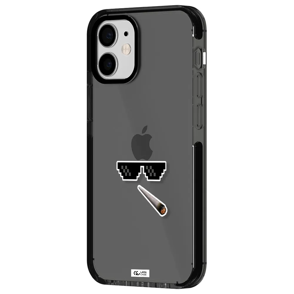 a cigarette and sunglasses Apple iPhone 12 mini impact Smoke Black Case