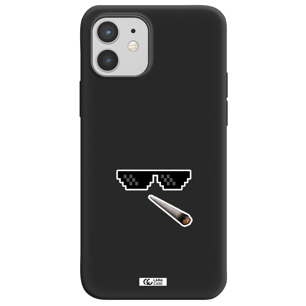 a cigarette and sunglasses Apple iPhone 12 mini Silicone black Case