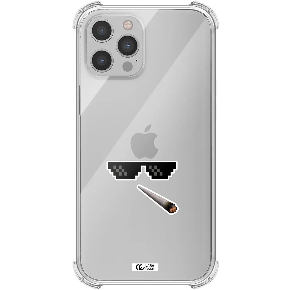 a cigarette and sunglasses Apple iPhone 12 pro max Clear PC Case