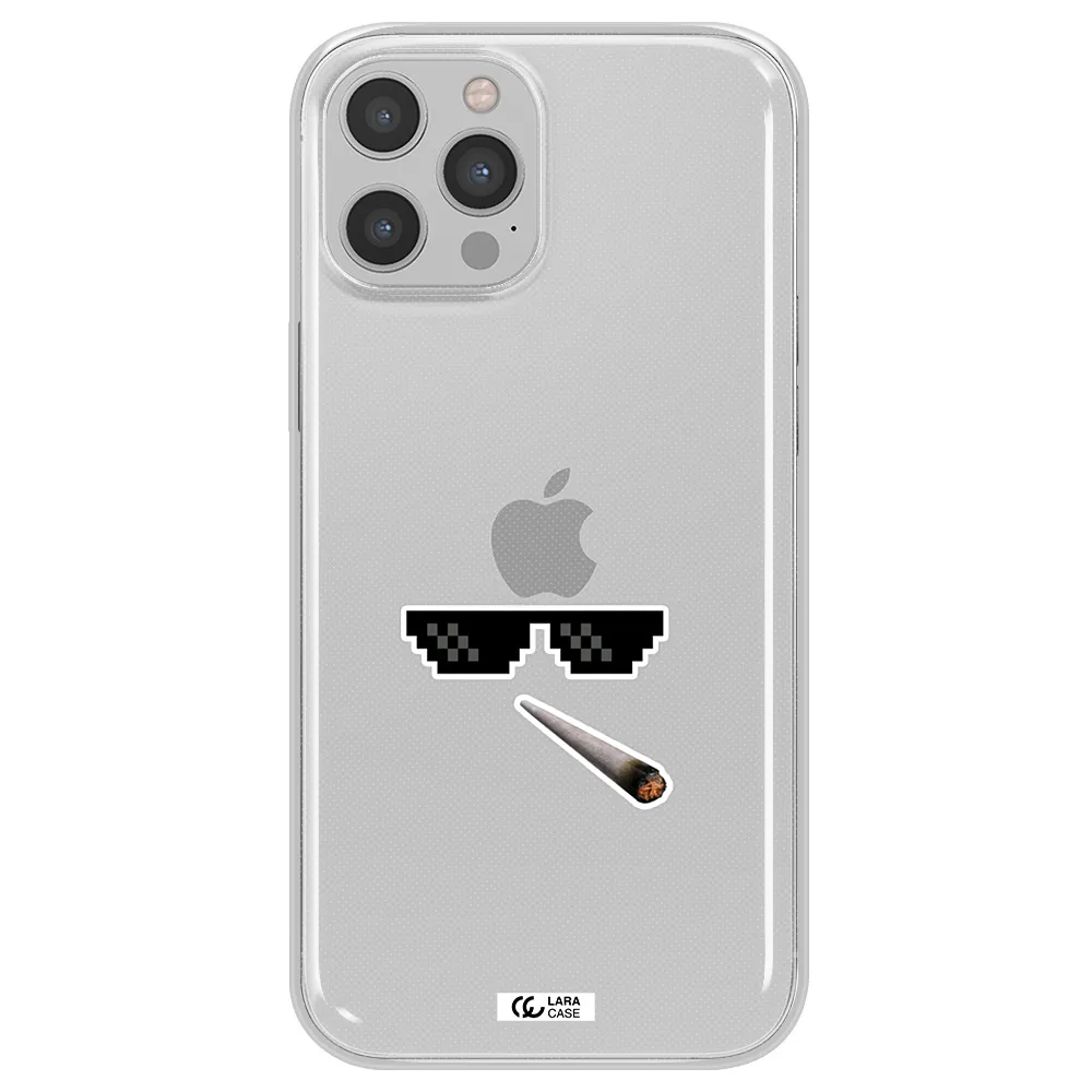 a cigarette and sunglasses Apple iPhone 12 pro max Clear TPU Case