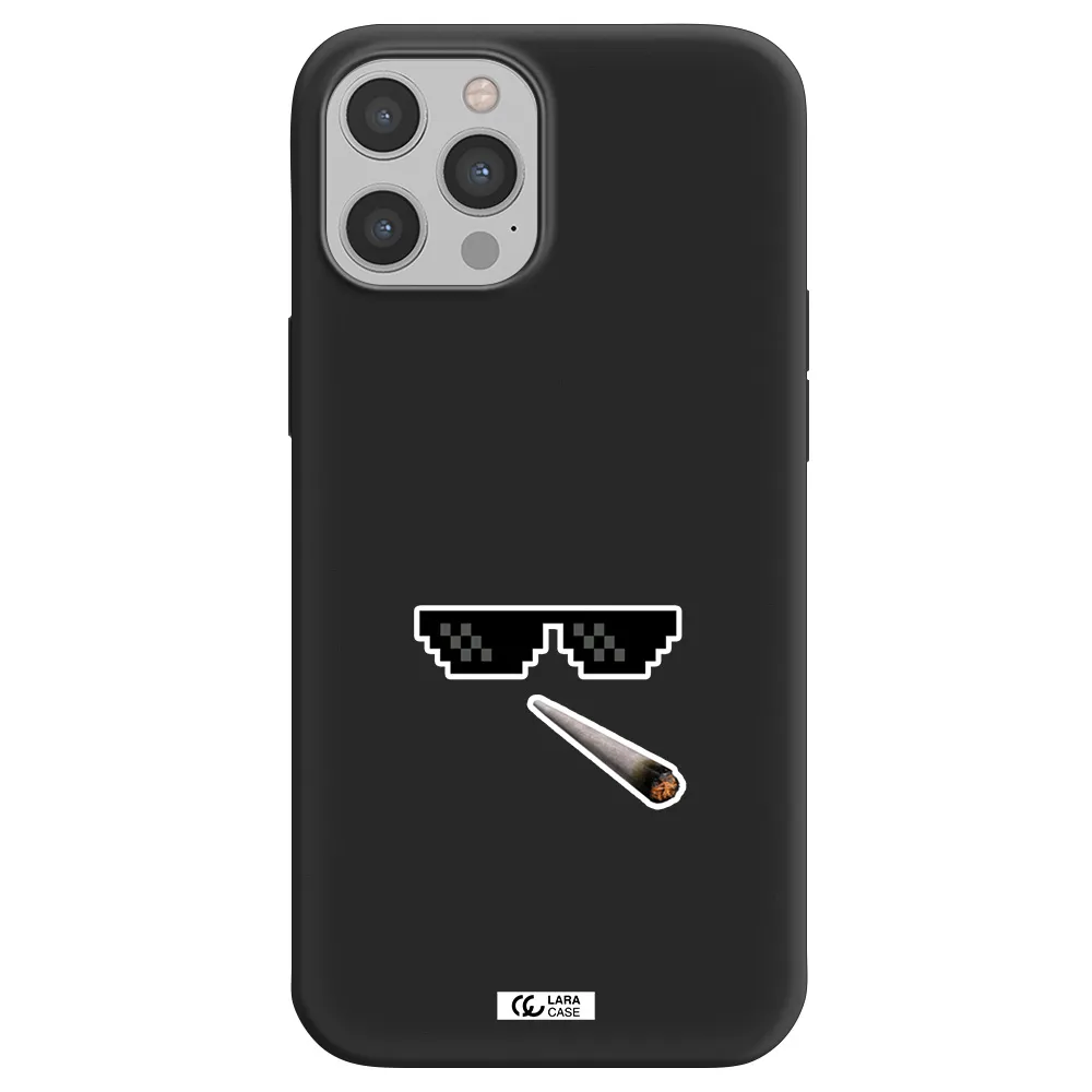 a cigarette and sunglasses Apple iPhone 12 pro Silicone black Case