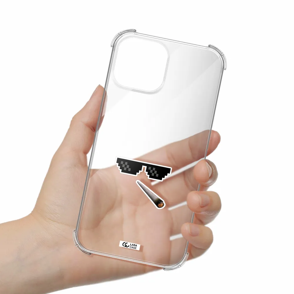 a cigarette and sunglasses Apple iPhone 13 Clear PC Case