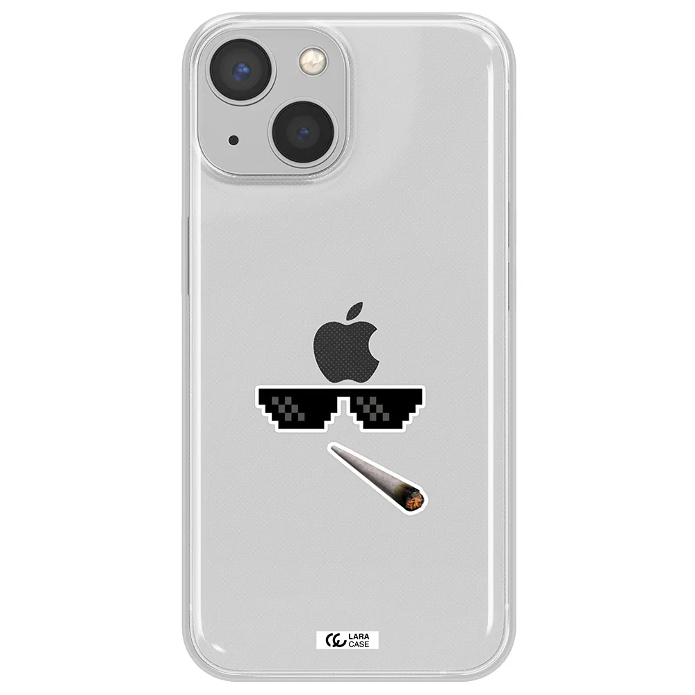 a cigarette and sunglasses Apple iPhone 13 Clear TPU Case