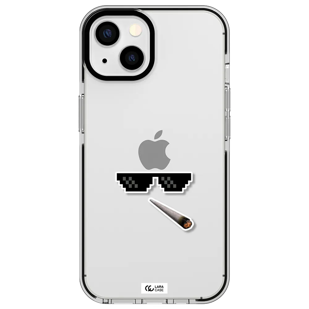 a cigarette and sunglasses Apple iPhone 13 impact black border Case