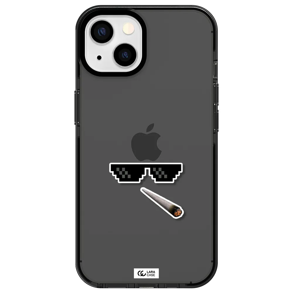 a cigarette and sunglasses Apple iPhone 13 impact Smoke Black Case