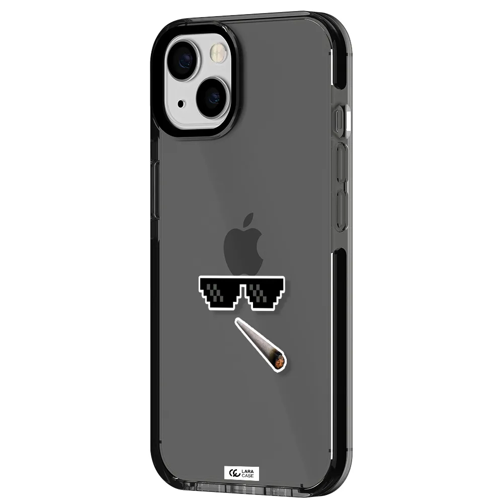 a cigarette and sunglasses Apple iPhone 13 impact Smoke Black Case