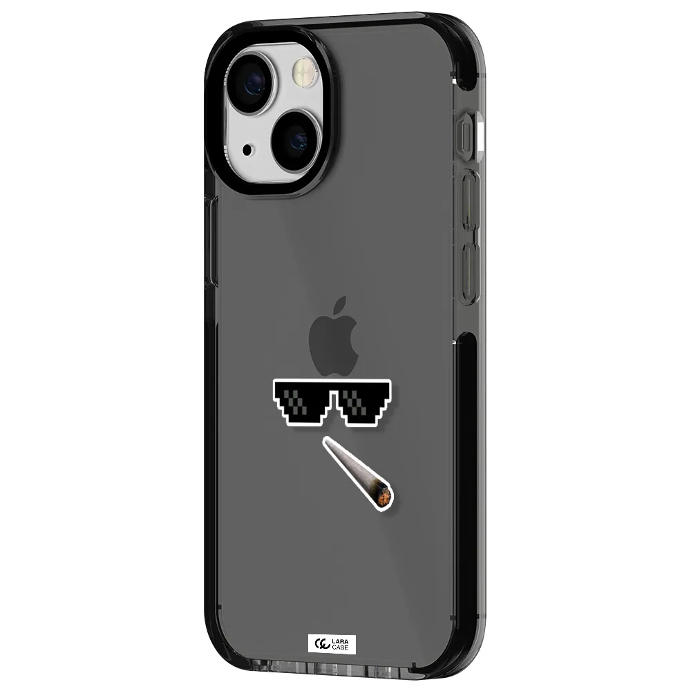 a cigarette and sunglasses Apple iPhone 13 mini impact Smoke Black Case