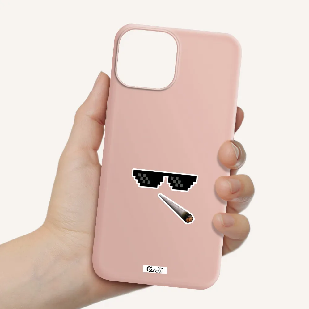 a cigarette and sunglasses Apple iPhone 13 mini Silicone pastel pink Case