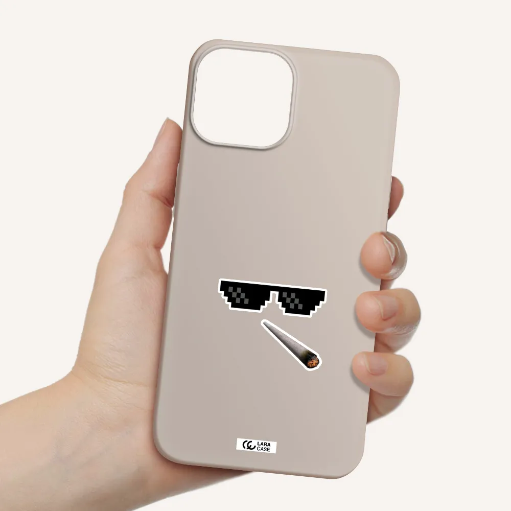 a cigarette and sunglasses Apple iPhone 13 mini Silicone Stone Case