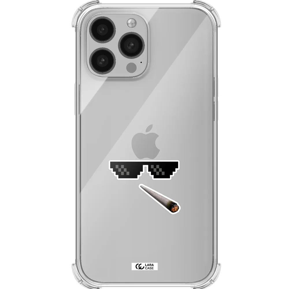 a cigarette and sunglasses Apple iPhone 13 Pro Max Clear PC Case