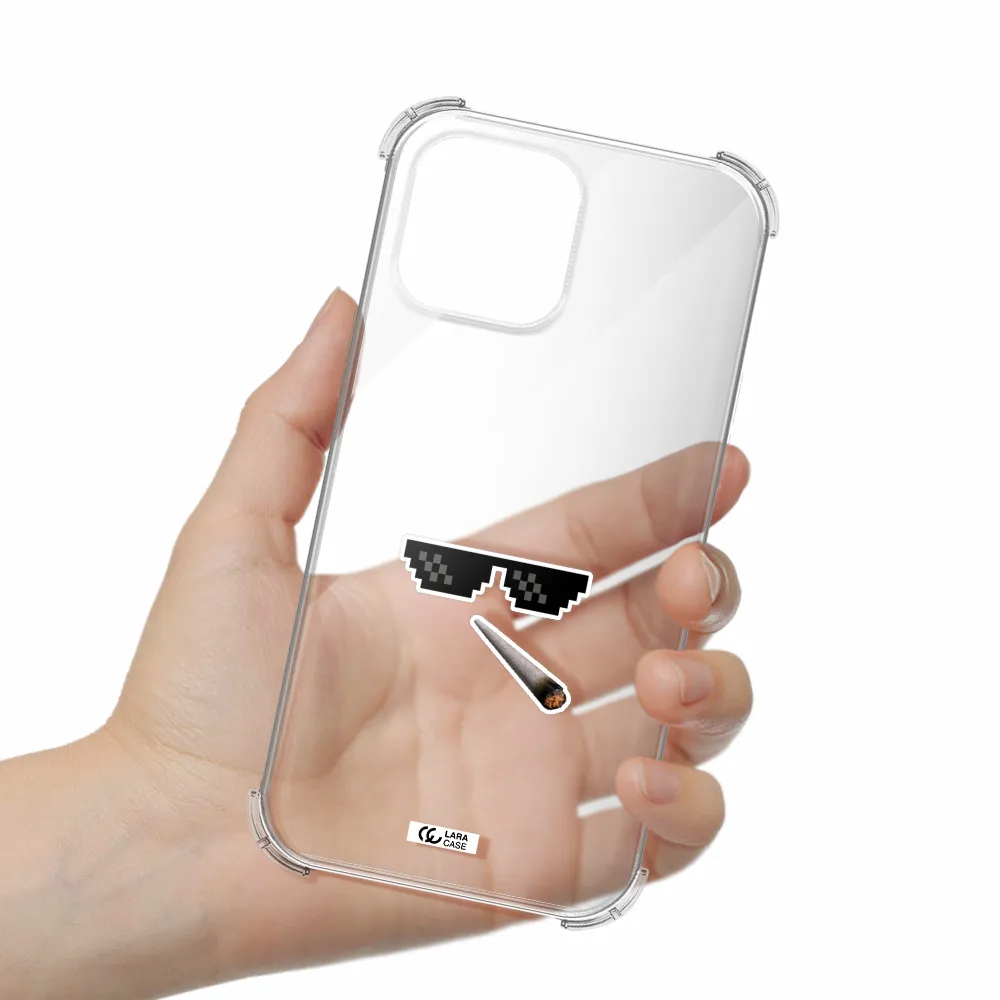 a cigarette and sunglasses Apple iPhone 13 Pro Max Clear PC Case