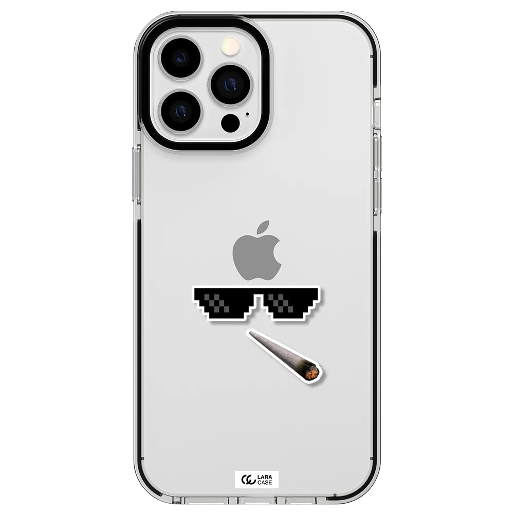 a cigarette and sunglasses Apple iPhone 13 Pro Max impact black border Case