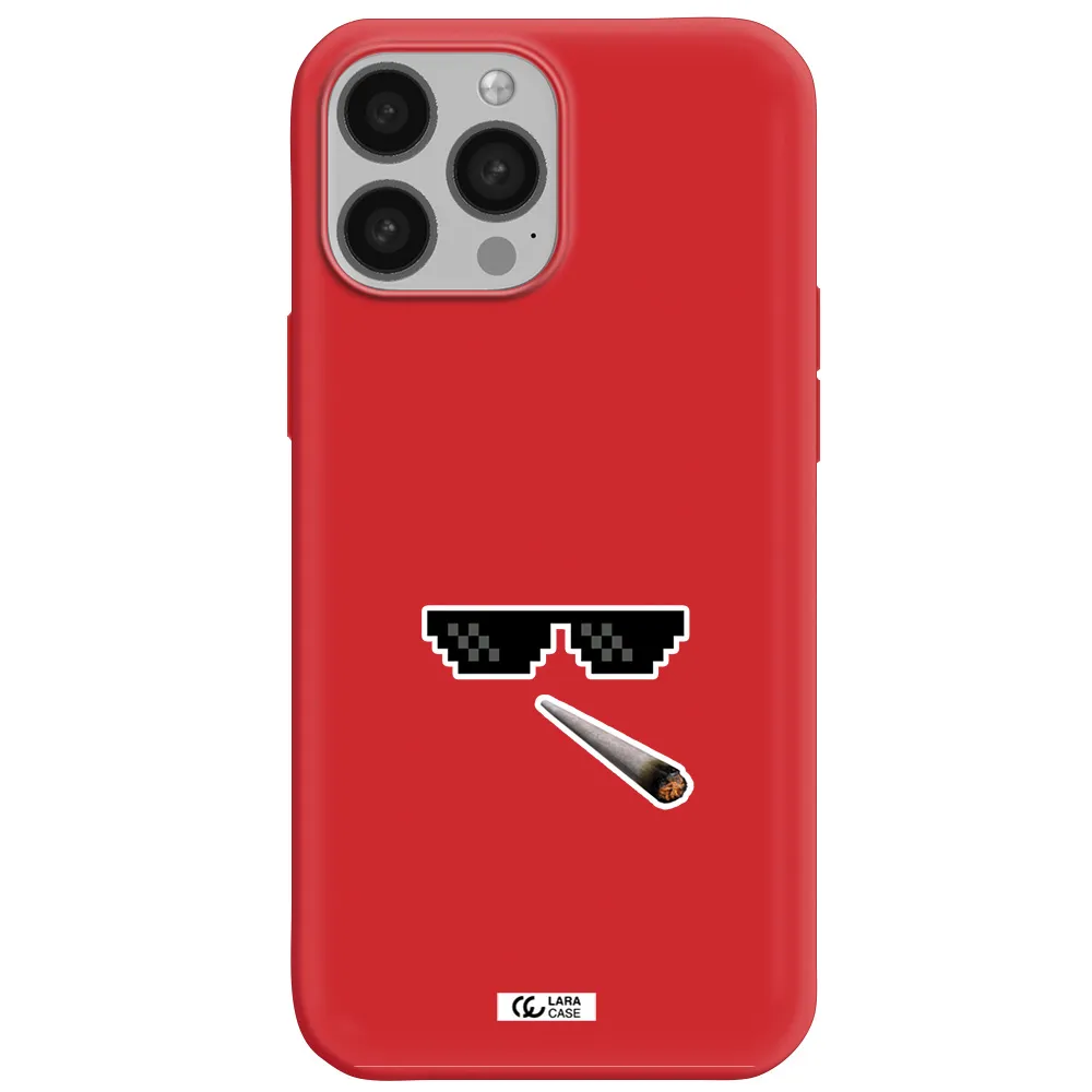 a cigarette and sunglasses Apple iPhone 13 Pro Silicone Imperial Red Case