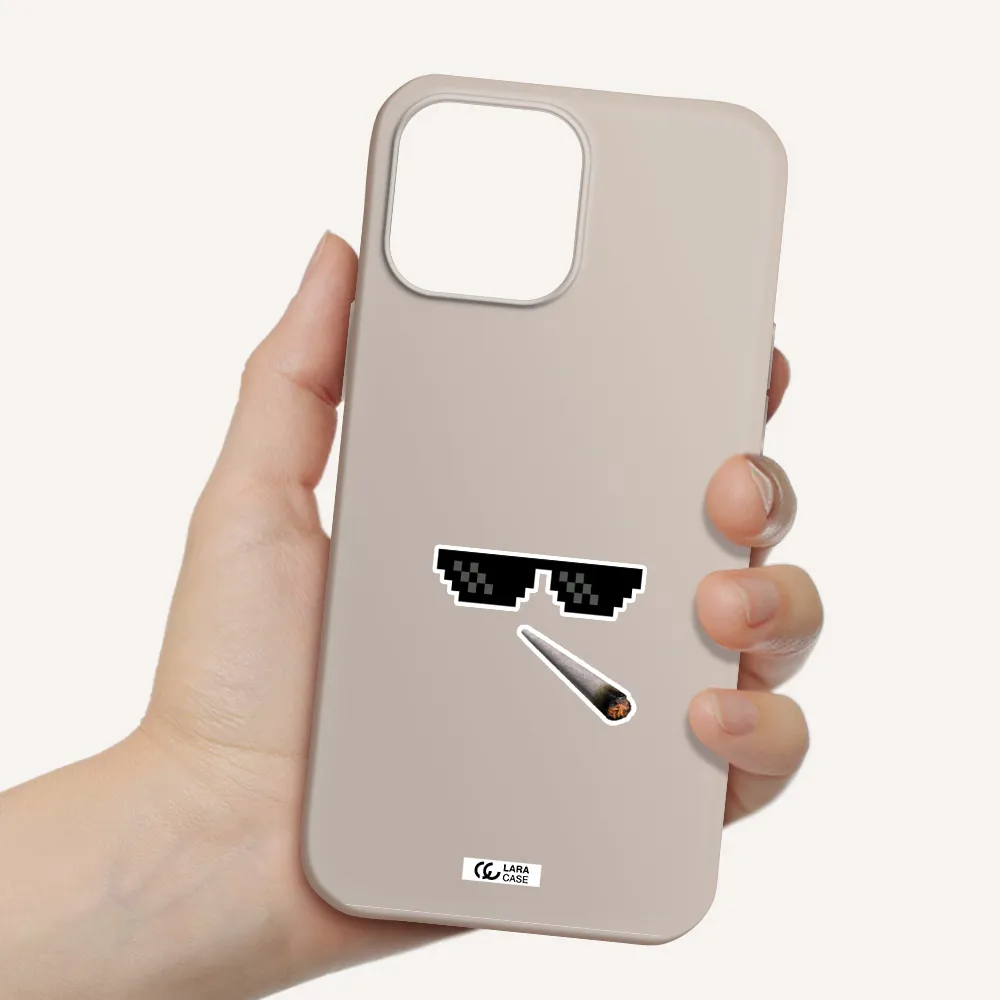 a cigarette and sunglasses Apple iPhone 13 Pro Silicone Stone Case