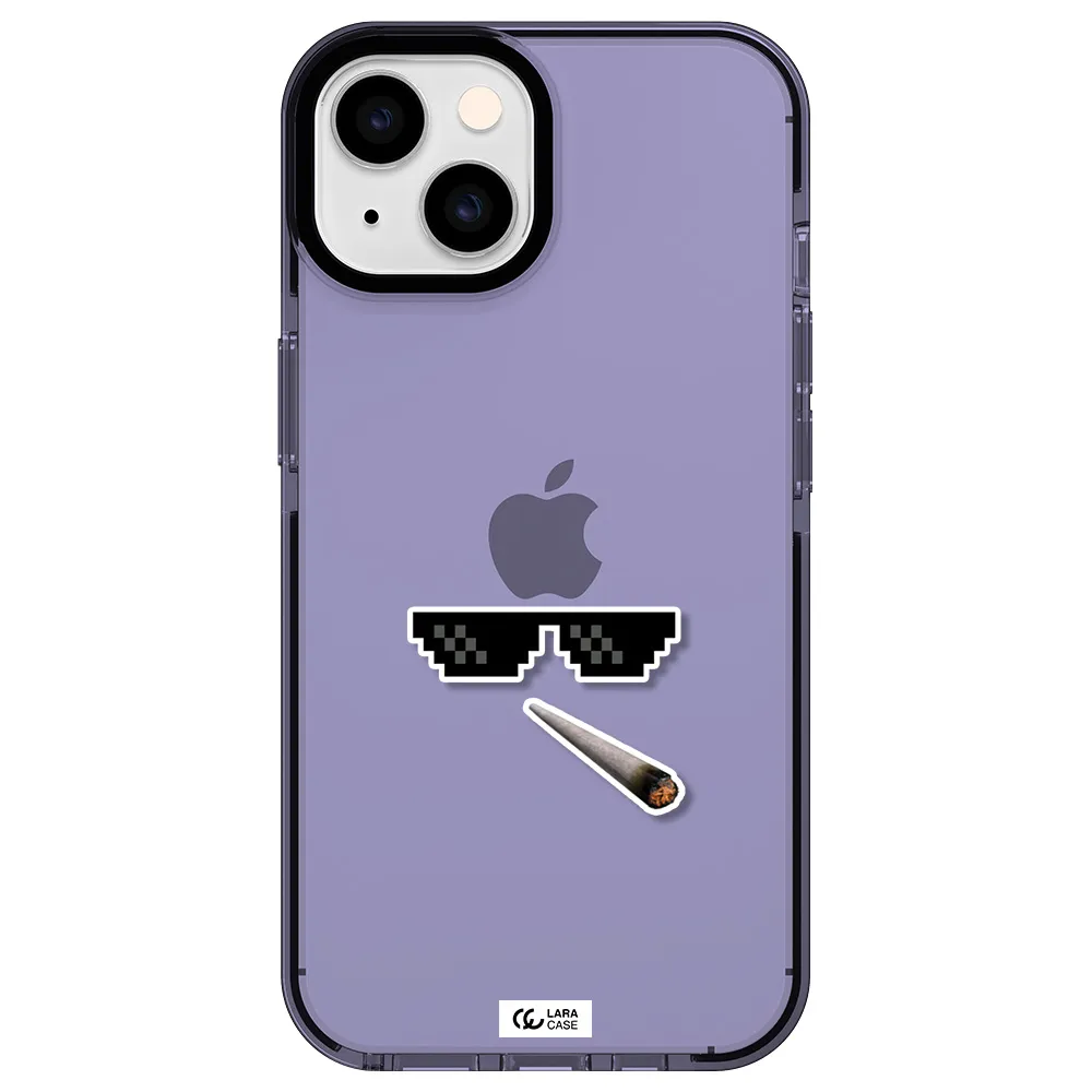 a cigarette and sunglasses Apple iPhone 14 impact Lilac Case