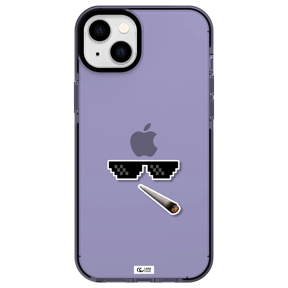 a cigarette and sunglasses Apple iPhone 14 plus impact Lilac Case