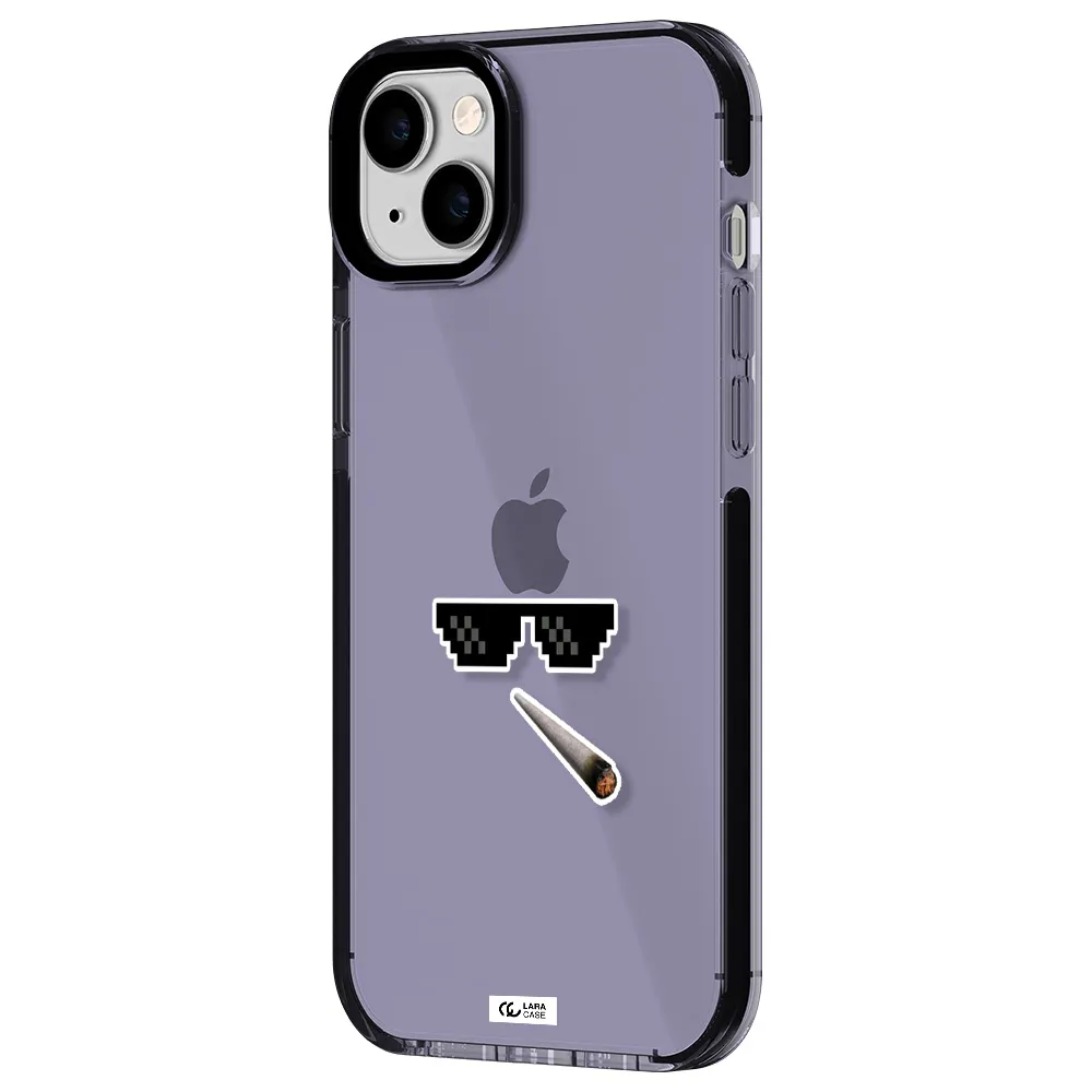 a cigarette and sunglasses Apple iPhone 14 plus impact Lilac Case