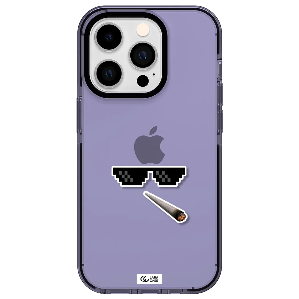 a cigarette and sunglasses Apple iPhone 14 pro impact Lilac Case