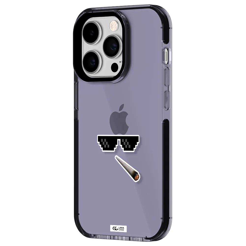 a cigarette and sunglasses Apple iPhone 14 pro impact Lilac Case