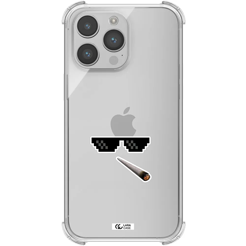 a cigarette and sunglasses Apple iPhone 14 pro max Clear PC Case