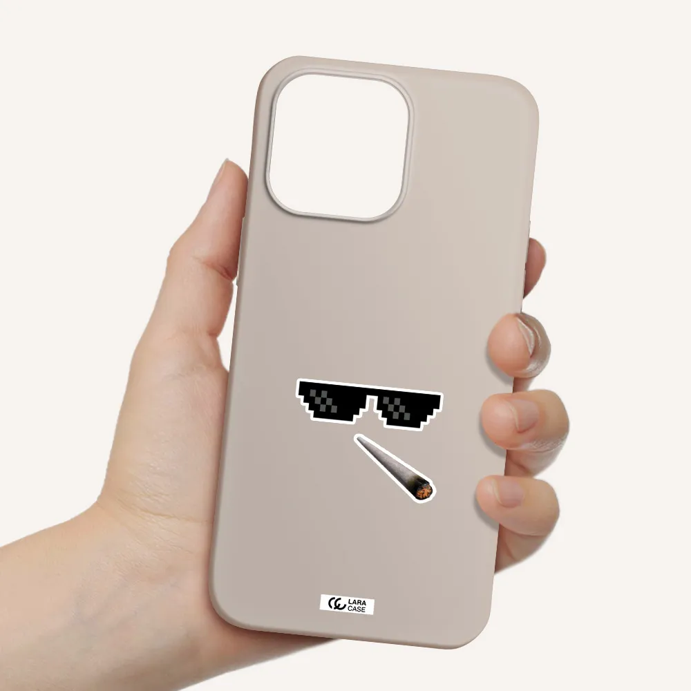 a cigarette and sunglasses Apple iPhone 14 pro max Silicone Stone Case