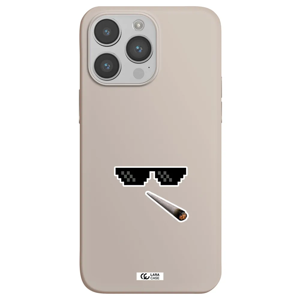 a cigarette and sunglasses Apple iPhone 14 pro Silicone Stone Case