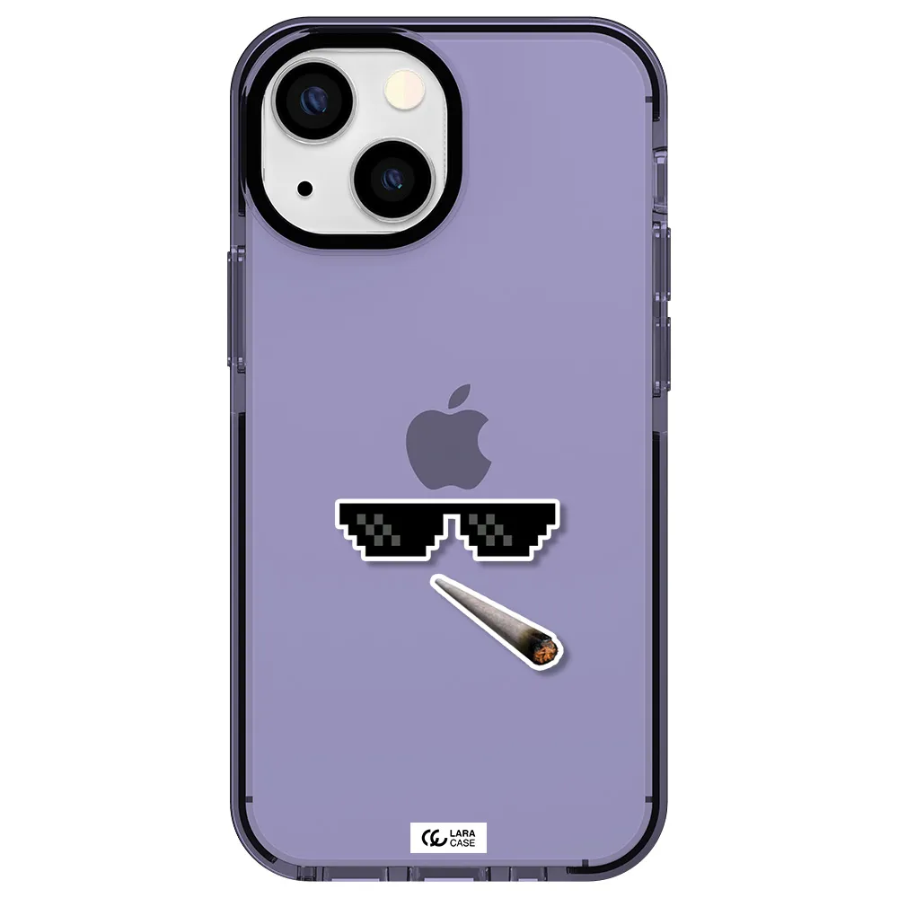 a cigarette and sunglasses Apple iPhone 15 impact Lilac Case