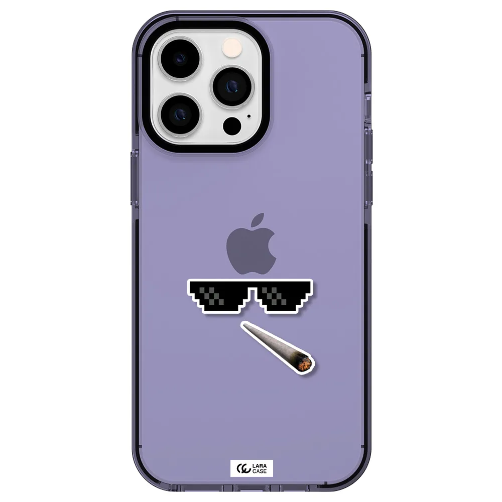 a cigarette and sunglasses Apple iPhone 15 Pro impact Lilac Case