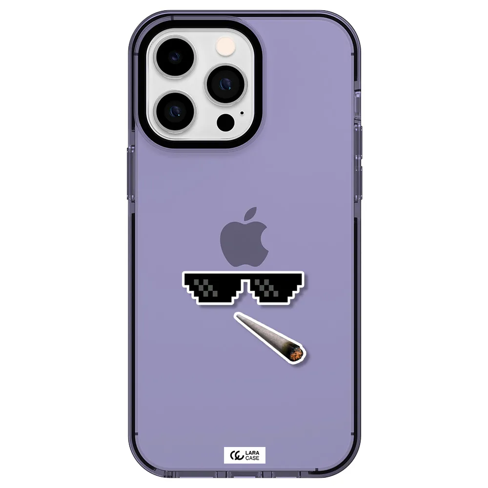 a cigarette and sunglasses Apple iPhone 15 Pro Max impact Lilac Case