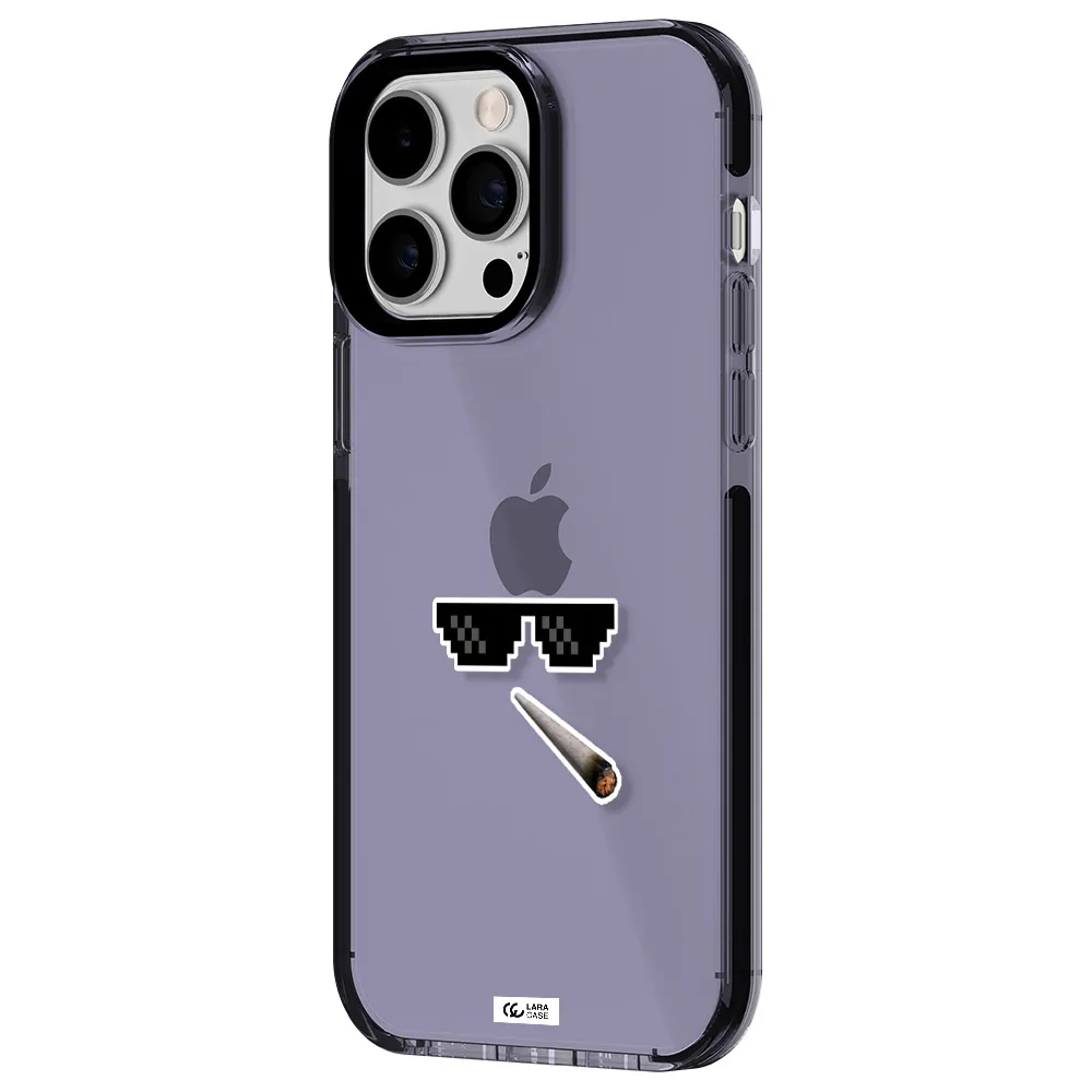 a cigarette and sunglasses Apple iPhone 15 Pro Max impact Lilac Case