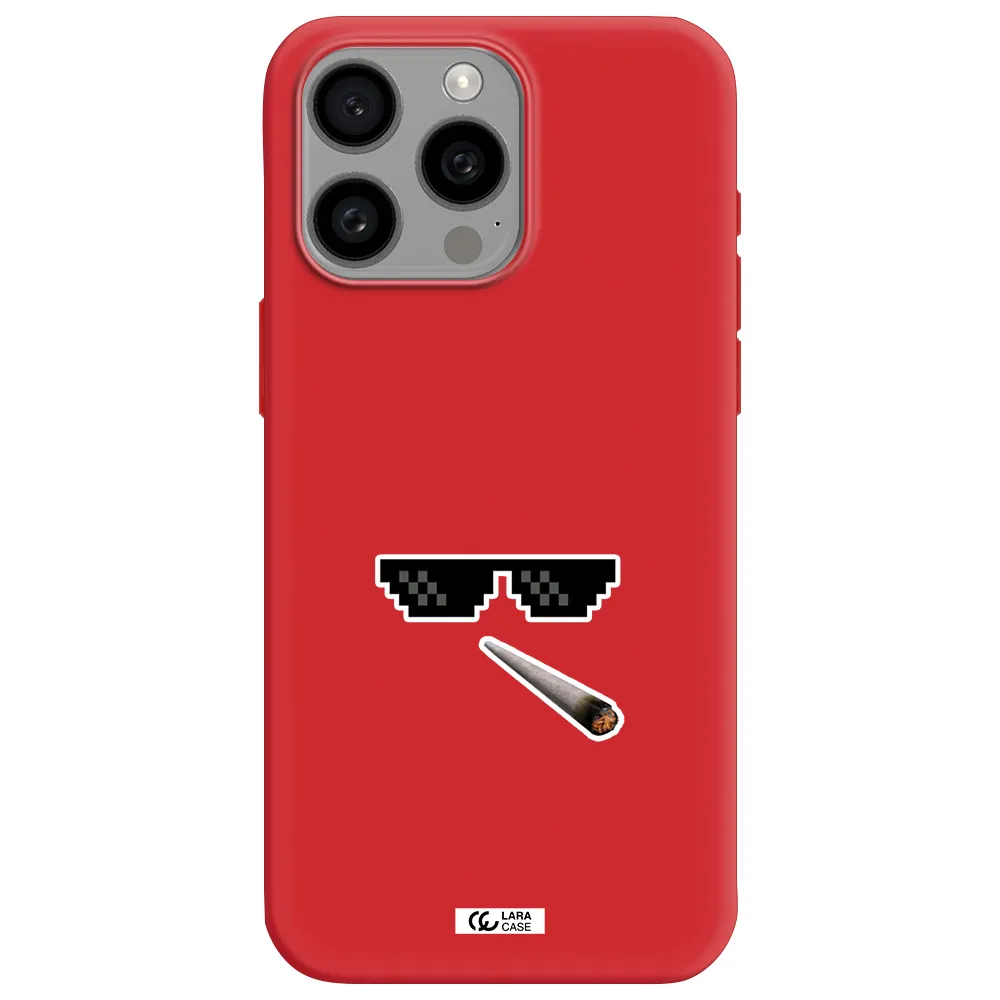 A Cigarette And Sunglasses Apple Iphone 15 Pro Max Silicone Imperial Red Case