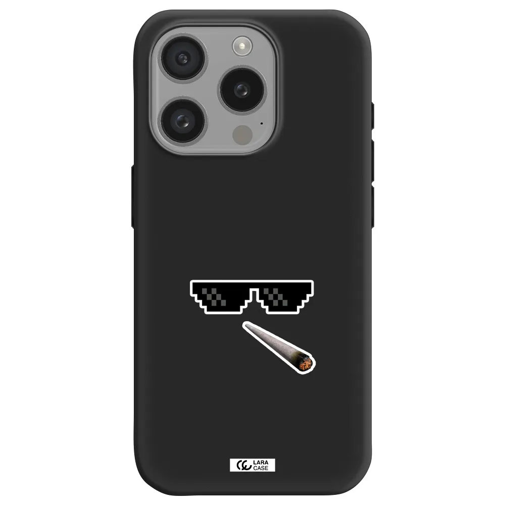 A Cigarette And Sunglasses Apple Iphone 15 Pro Silicone Black Case