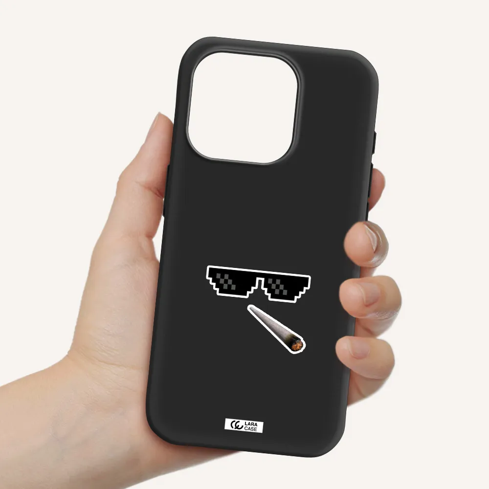A Cigarette And Sunglasses Apple Iphone 15 Pro Silicone Black Case