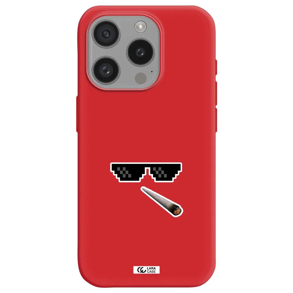 A Cigarette And Sunglasses Apple Iphone 15 Pro Silicone Imperial Red Case