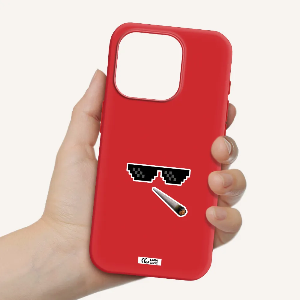 A Cigarette And Sunglasses Apple Iphone 15 Pro Silicone Imperial Red Case