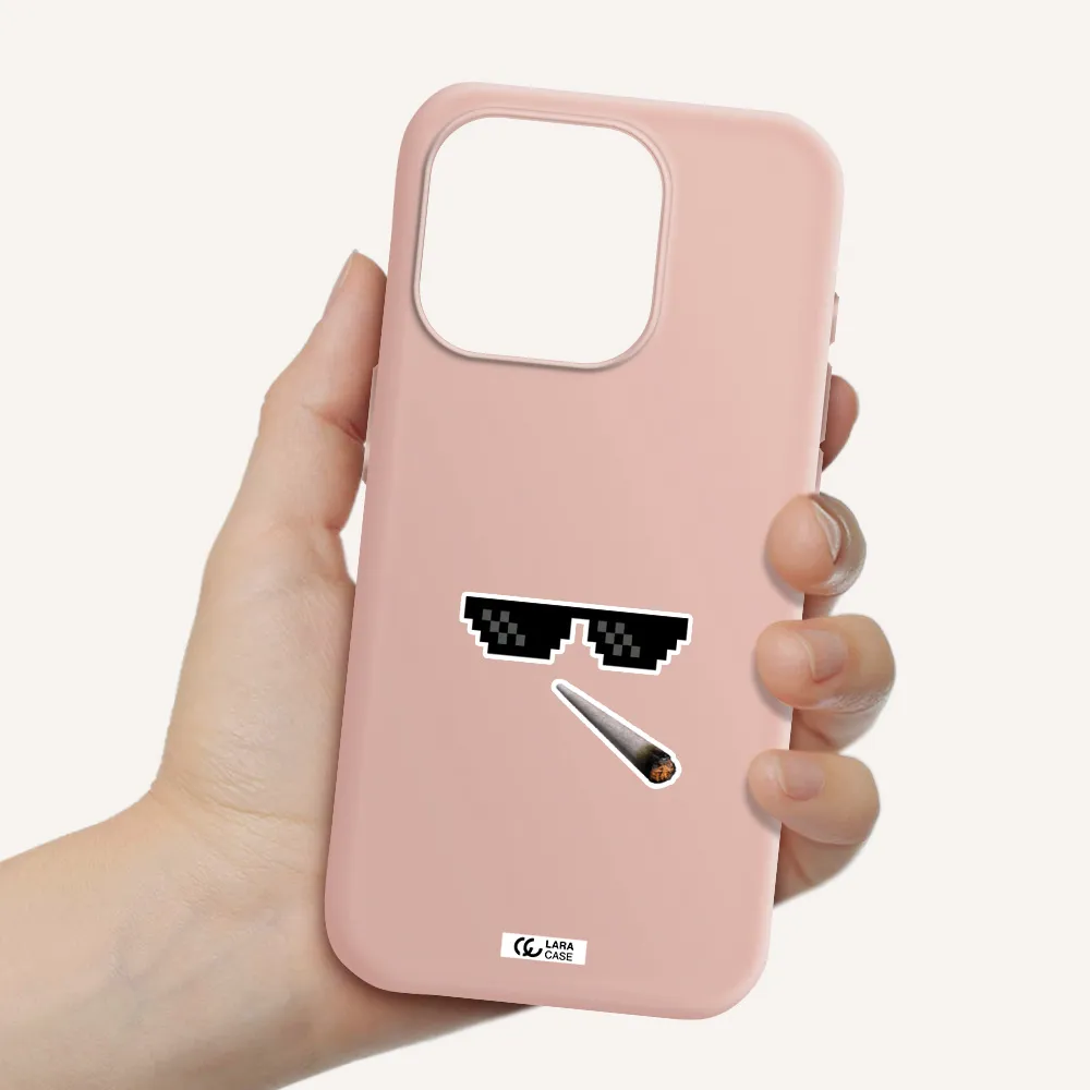 A Cigarette And Sunglasses Apple Iphone 15 Pro Silicone Pastel Pink Case