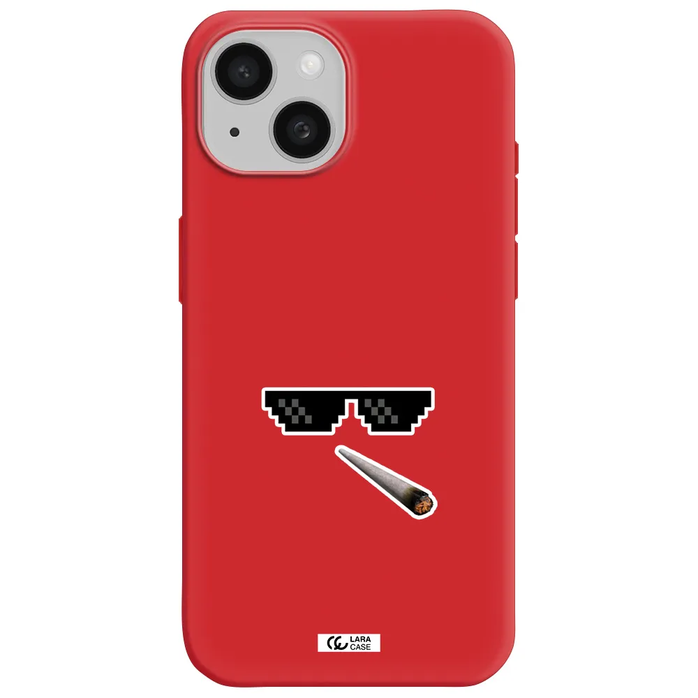 A Cigarette And Sunglasses Apple Iphone 15 Silicone Imperial Red Case