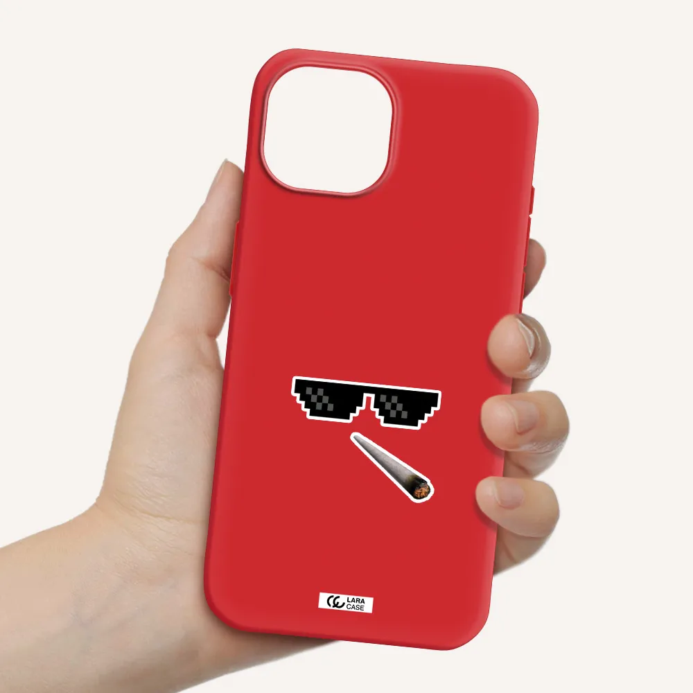 A Cigarette And Sunglasses Apple Iphone 15 Silicone Imperial Red Case