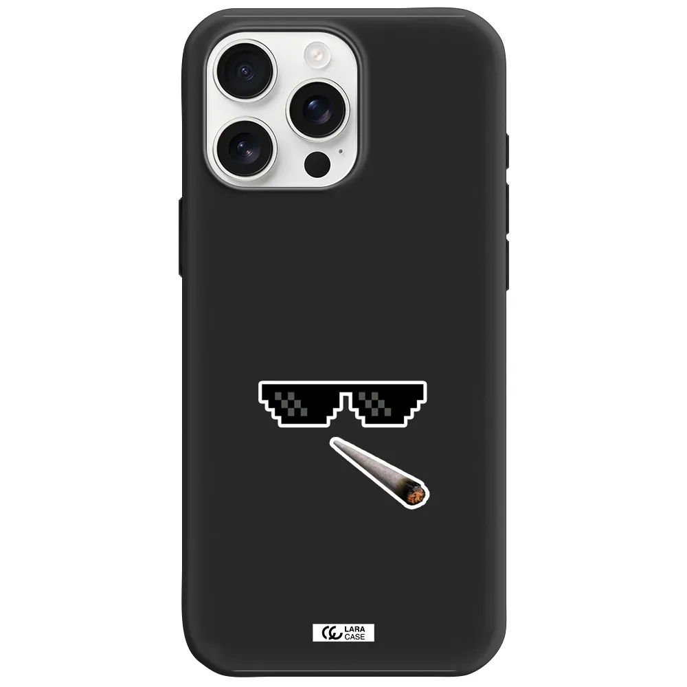 A Cigarette And Sunglasses Apple Iphone 16 Pro Max Silicone Black Case