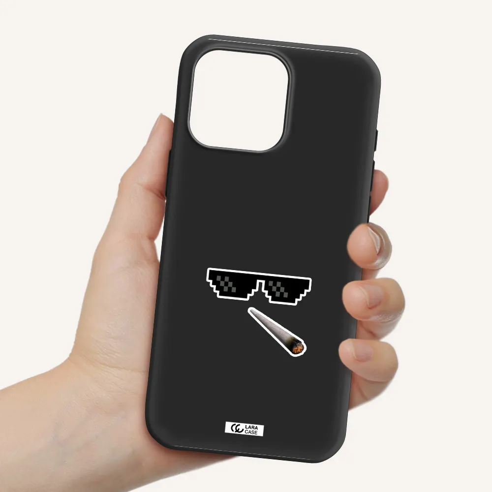 A Cigarette And Sunglasses Apple Iphone 16 Pro Max Silicone Black Case