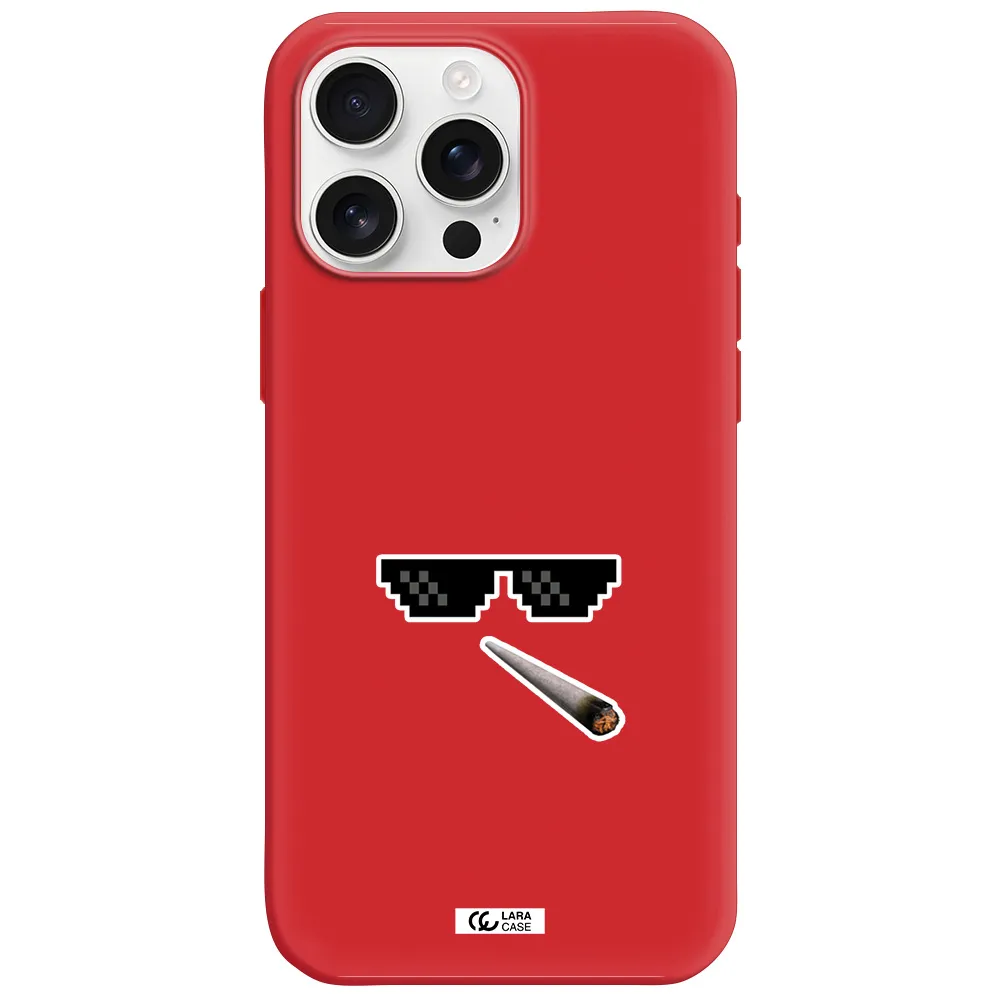 A Cigarette And Sunglasses Apple Iphone 16 Pro Max Silicone Imperial Red Case