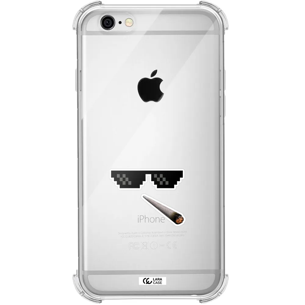 a cigarette and sunglasses Apple iPhone 6 Clear PC Case