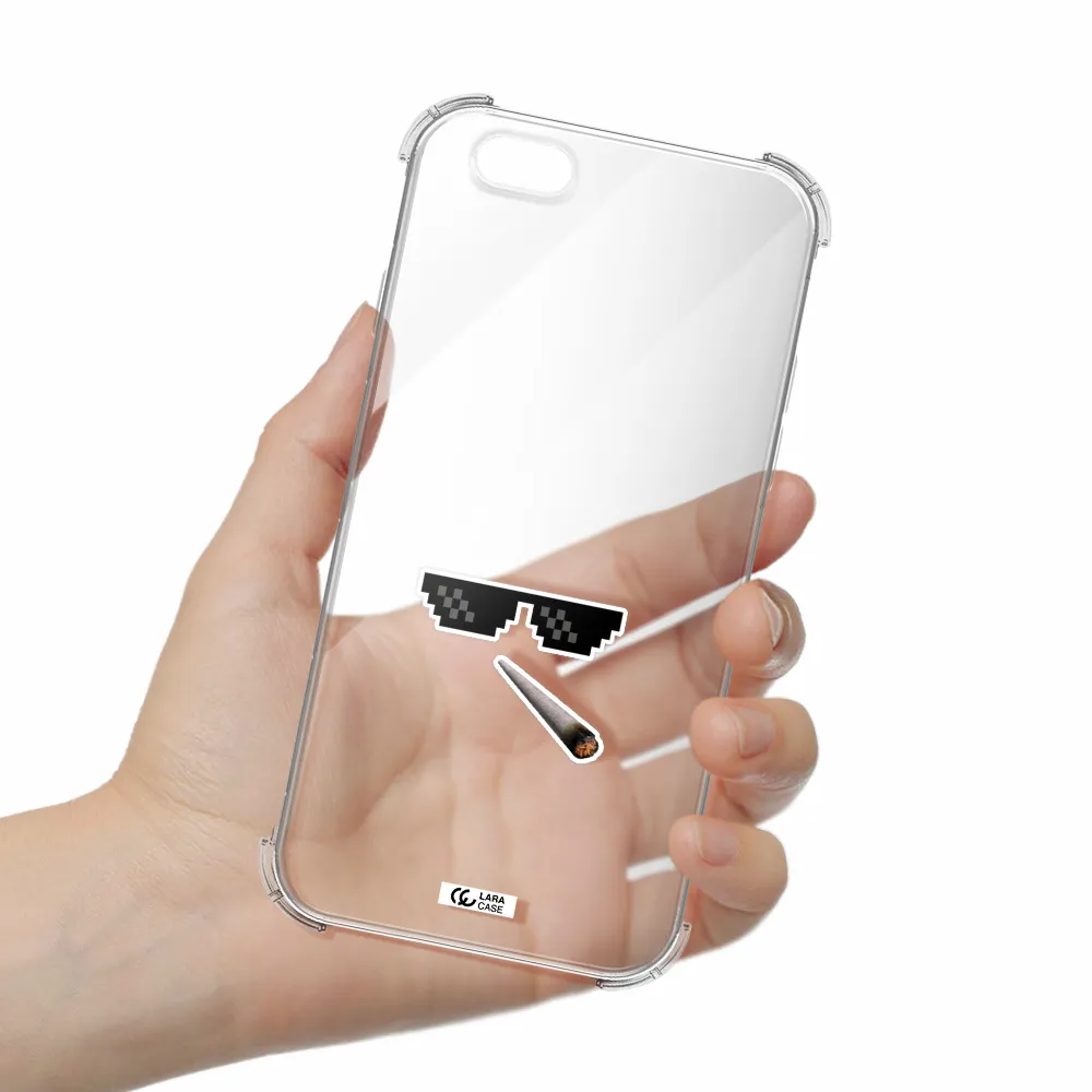 a cigarette and sunglasses Apple iPhone 6 Clear PC Case