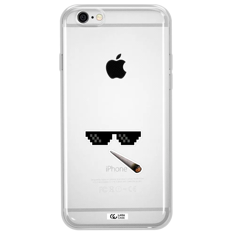 a cigarette and sunglasses Apple iPhone 6 Clear TPU Case