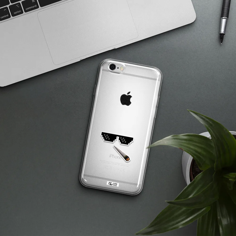 a cigarette and sunglasses Apple iPhone 6 Clear TPU Case