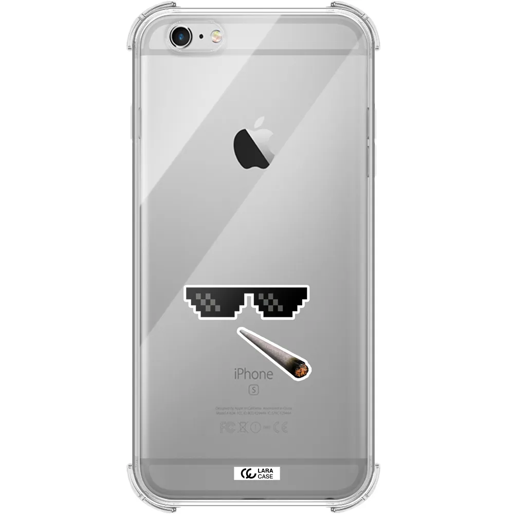 a cigarette and sunglasses Apple iPhone 6 plus Clear PC Case