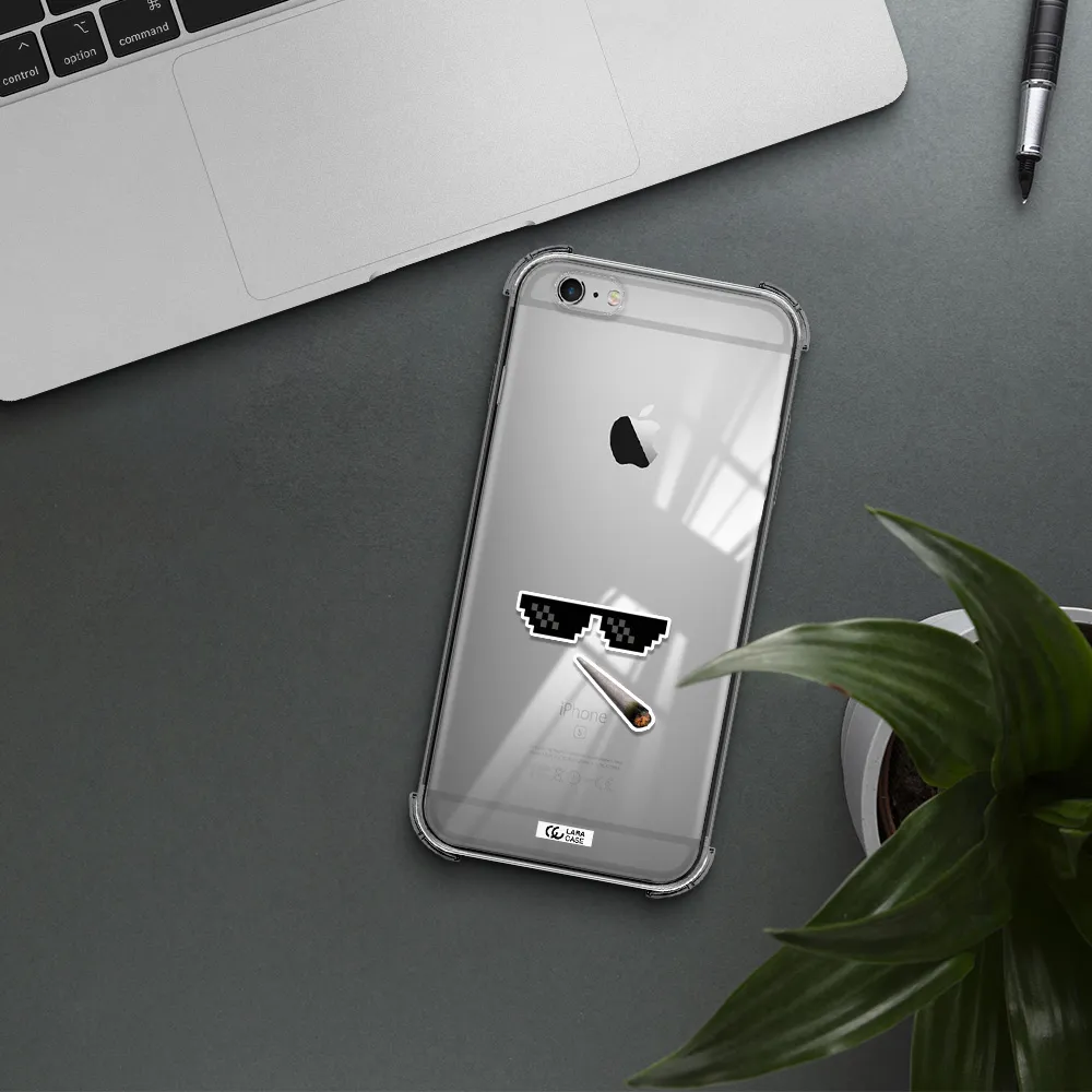 a cigarette and sunglasses Apple iPhone 6 plus Clear PC Case