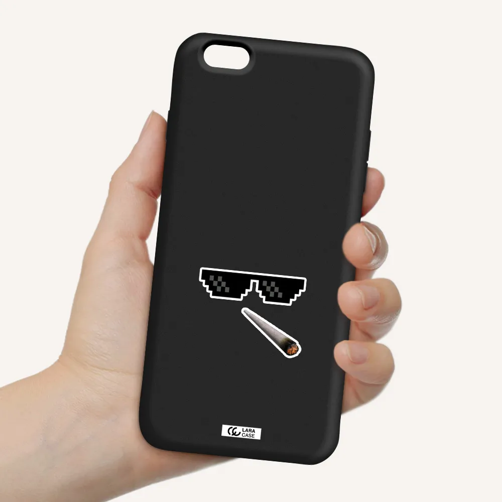 a cigarette and sunglasses Apple iPhone 6 plus Silicone black Case